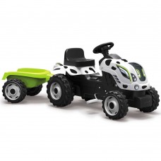 Tractor cu pedale si remorca Smoby Farmer XL alb negru Tractor cu pedale si remorca Smoby Farmer XL alb negru