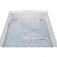 Babyneeds Lenjerie patut 3 piese 140x70 cm Alb cu stelute albastre Babyneeds Lenjerie patut 3 piese 140x70 cm Alb cu stelute albastre
