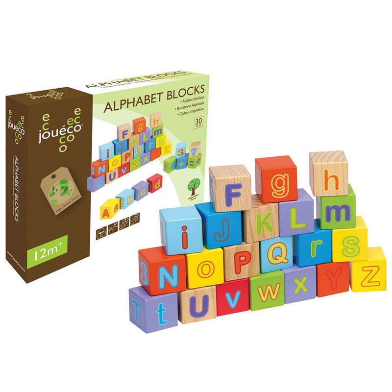 Joueco Cuburi din lemn Alfabetul 30 piese