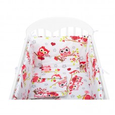 BabyNeeds Lenjerie patut 5 piese 120x60 cm Bufnite Rosu BabyNeeds Lenjerie patut 5 piese 120x60 cm Bufnite Rosu