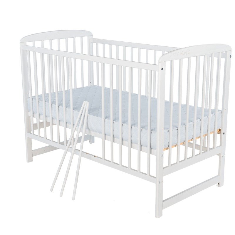 Patut din lemn BabyNeeds Ola 120 60 cm Alb