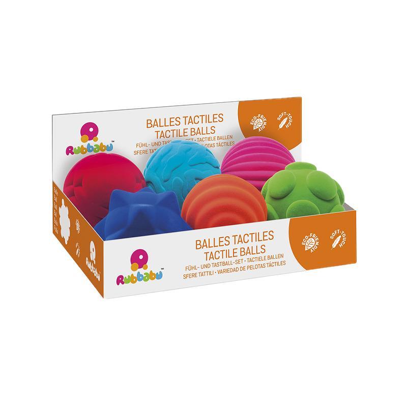 Set 6 mingiute colorate tactile din cauciuc natural Rubbabu