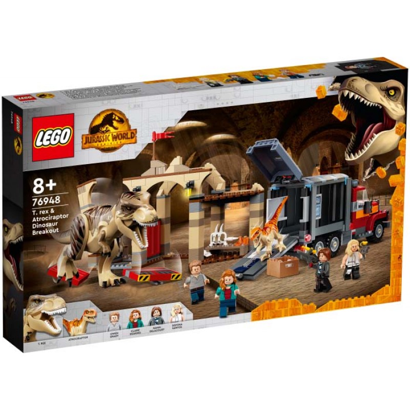 Evadarea dinozaurilor T rex si Atrociraptor LEGO Jurassic World