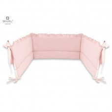 Aparatoare pentru patut 120x60 cm Cu volanase Din bumbac Cu inaltimea de 30 cm Cu panglici Colectia Royal Powder Pink MimiNu