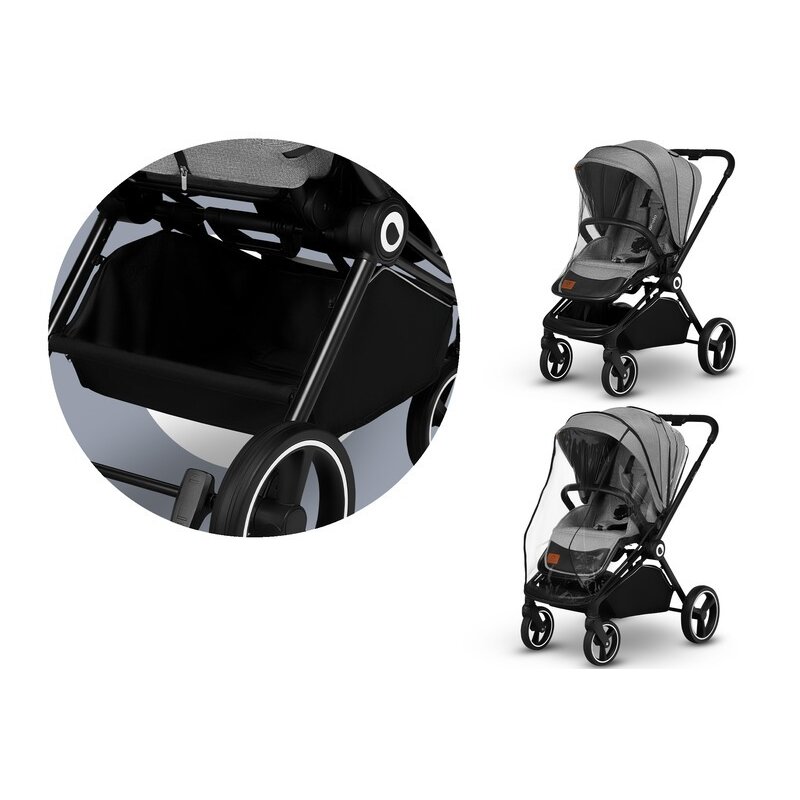 Carucior compact Mika 2 in 1 Gri Inchis Lionelo