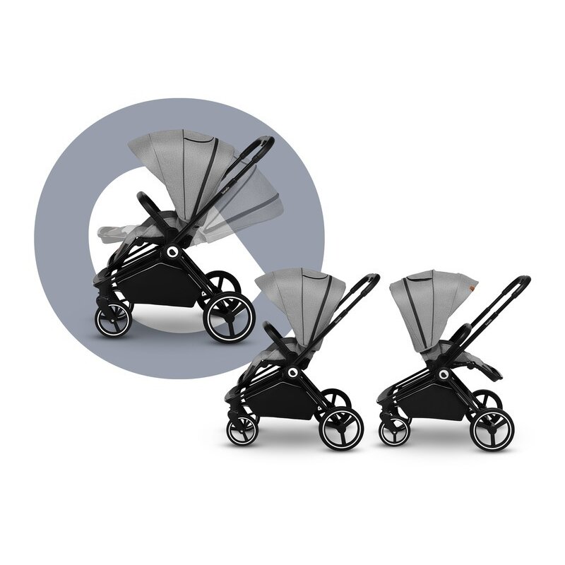 Carucior compact Mika 2 in 1 Gri Inchis Lionelo