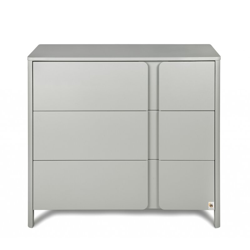 Comoda de infasat YappyClassic din lemn Cu trei sertare Cu blat de infasat detasabil YappyKids 105x50x90 cm Gri