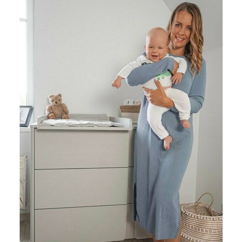 Comoda de infasat YappyClassic din lemn Cu trei sertare Cu blat de infasat detasabil YappyKids 105x50x90 cm Gri