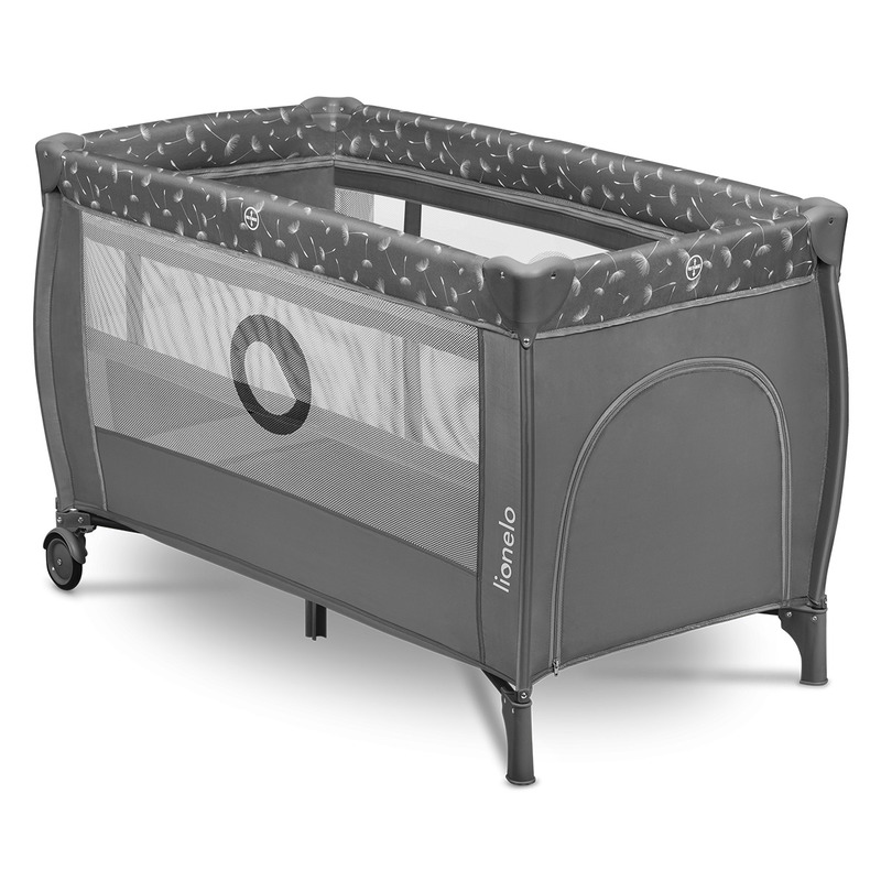 Lionelo Patut pliant cu doua nivele Stefi Plus Cu intrare laterala cu fermoar 2 roti 120x60 cm Gri