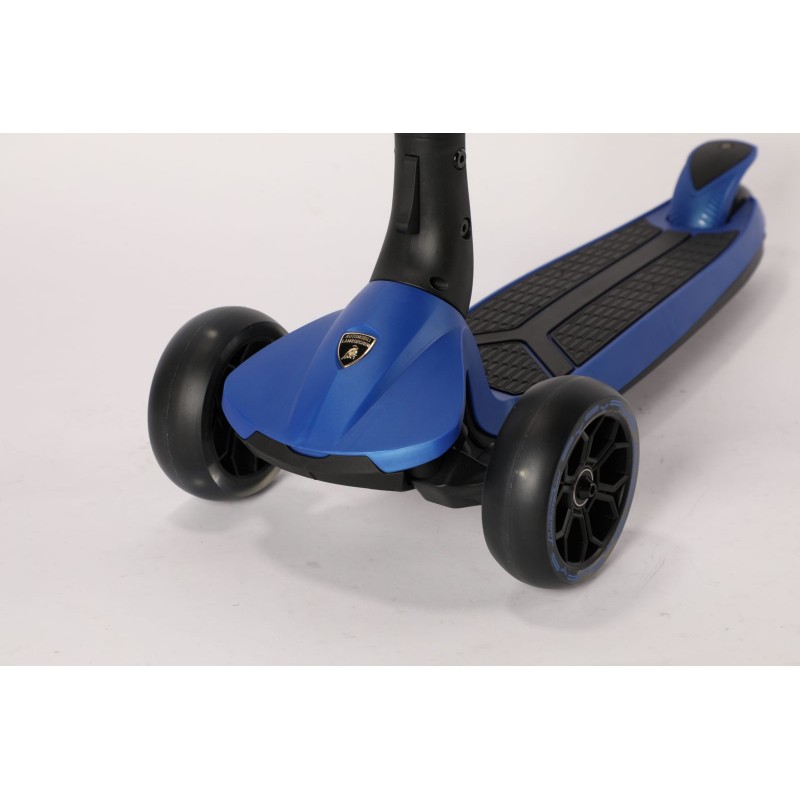 Trotineta Lamborghini 3 roti cadru aluminiu albastra roti LED Mesuca