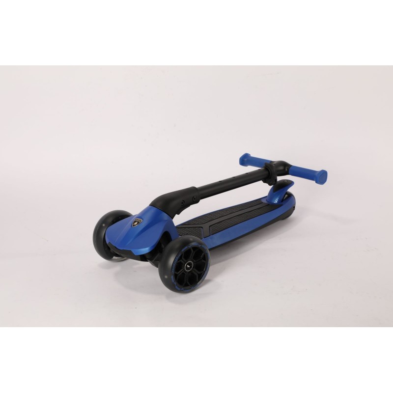 Trotineta Lamborghini 3 roti cadru aluminiu albastra roti LED Mesuca