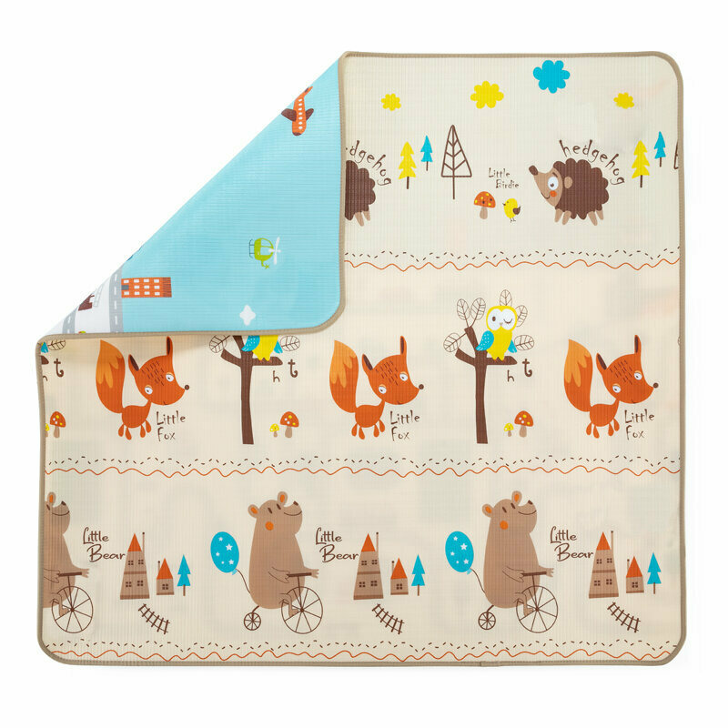 Covoras de joaca Reversibil Impermeabil Din spuma Fara BPA 180 x 180 x 1 cm 0 luni Multicolor Feedo