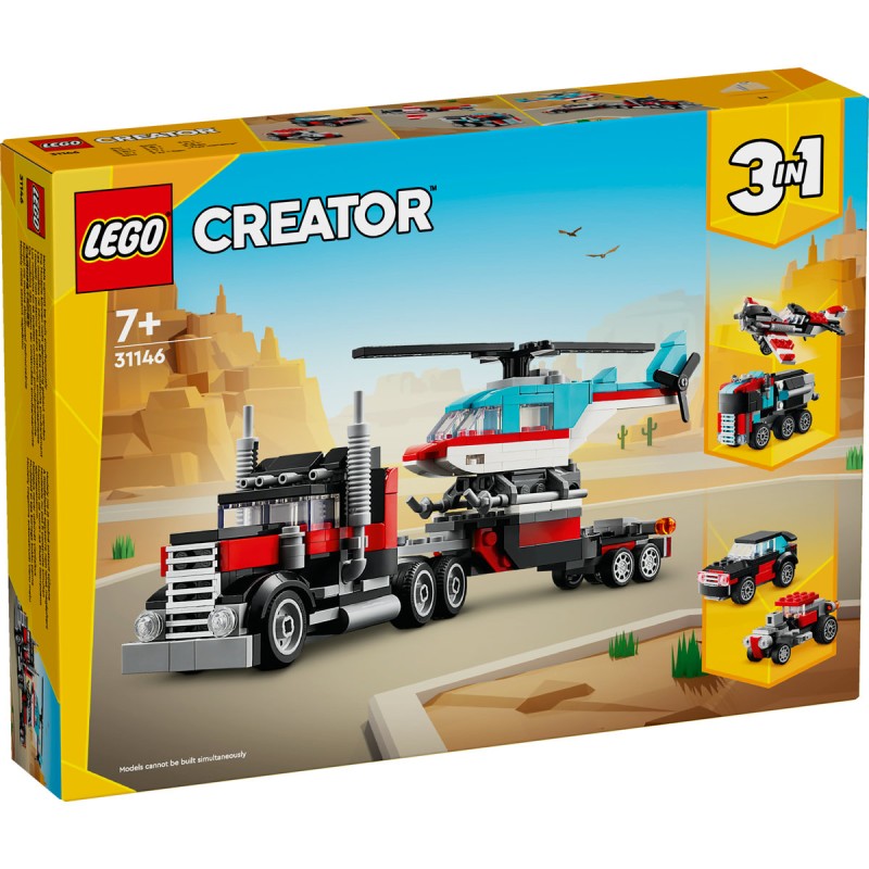 Camioneta cu platforma si elicopter LEGO Creator 31146