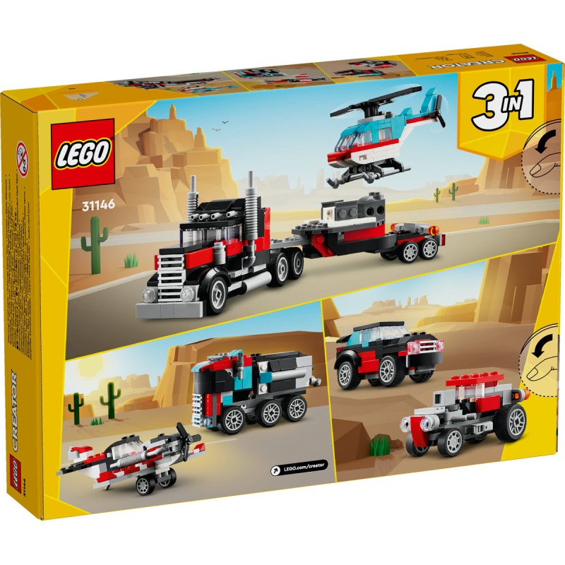 Camioneta cu platforma si elicopter LEGO Creator 31146