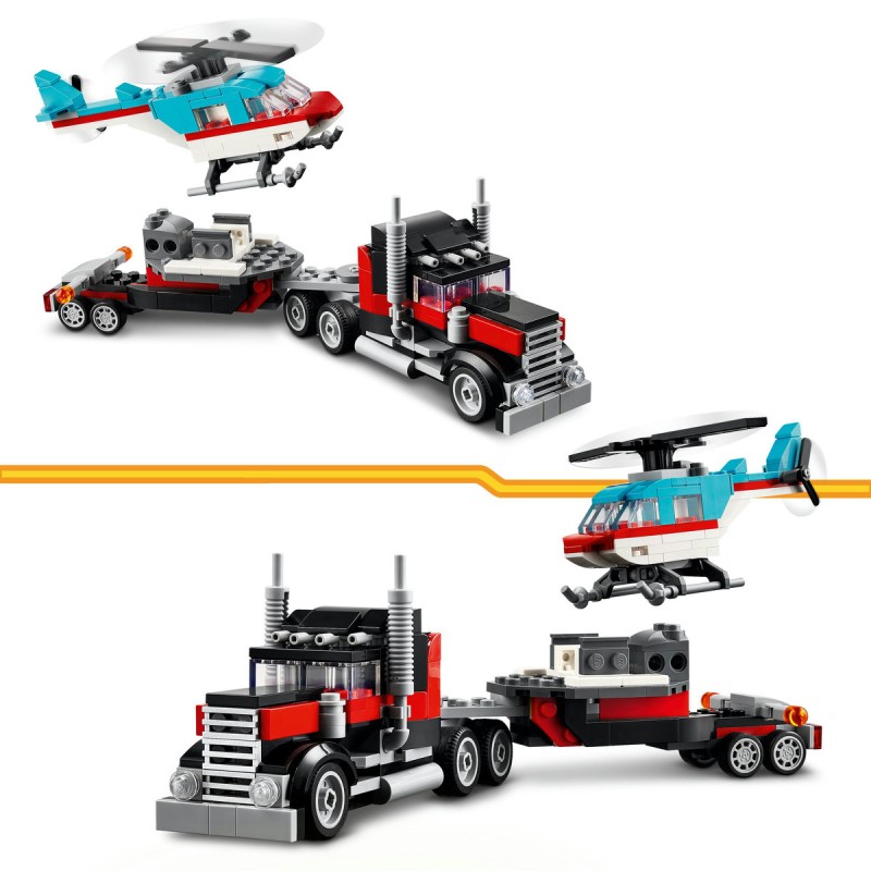 Camioneta cu platforma si elicopter LEGO Creator 31146