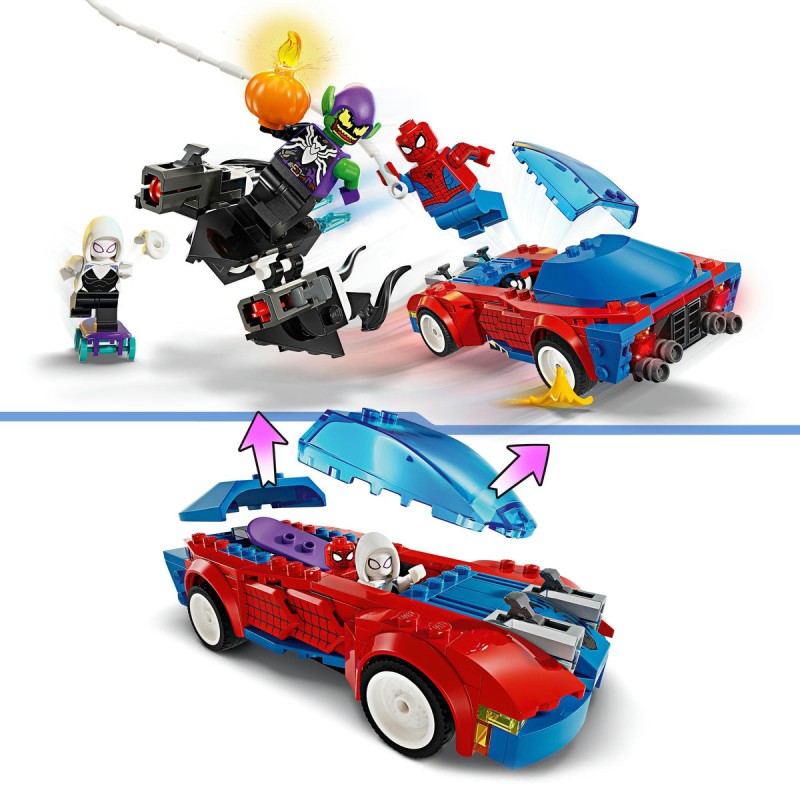 Masina de curse a Omului Paianjen si Venom Green Goblin LEGO Marvel Super Heroes 76279