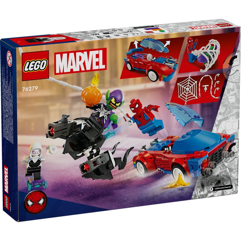 Masina de curse a Omului Paianjen si Venom Green Goblin LEGO Marvel Super Heroes 76279