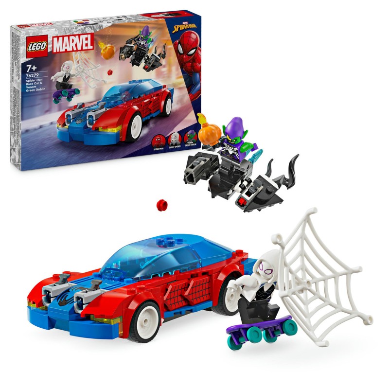 Masina de curse a Omului Paianjen si Venom Green Goblin LEGO Marvel Super Heroes 76279