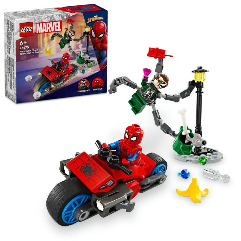 Urmarire pe motocicleta Omul Paianjen vs Doc Ock LEGO Marvel Super Heroes