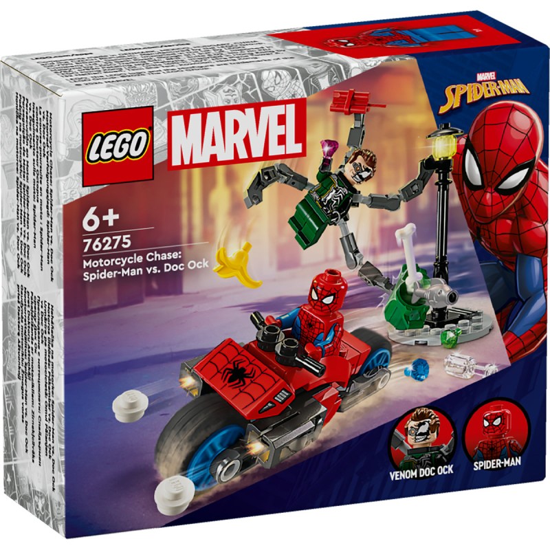 Urmarire pe motocicleta Omul Paianjen vs Doc Ock LEGO Marvel Super Heroes