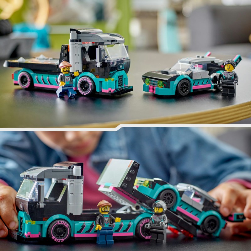 Masina de curse si camion transportator LEGO City 60406