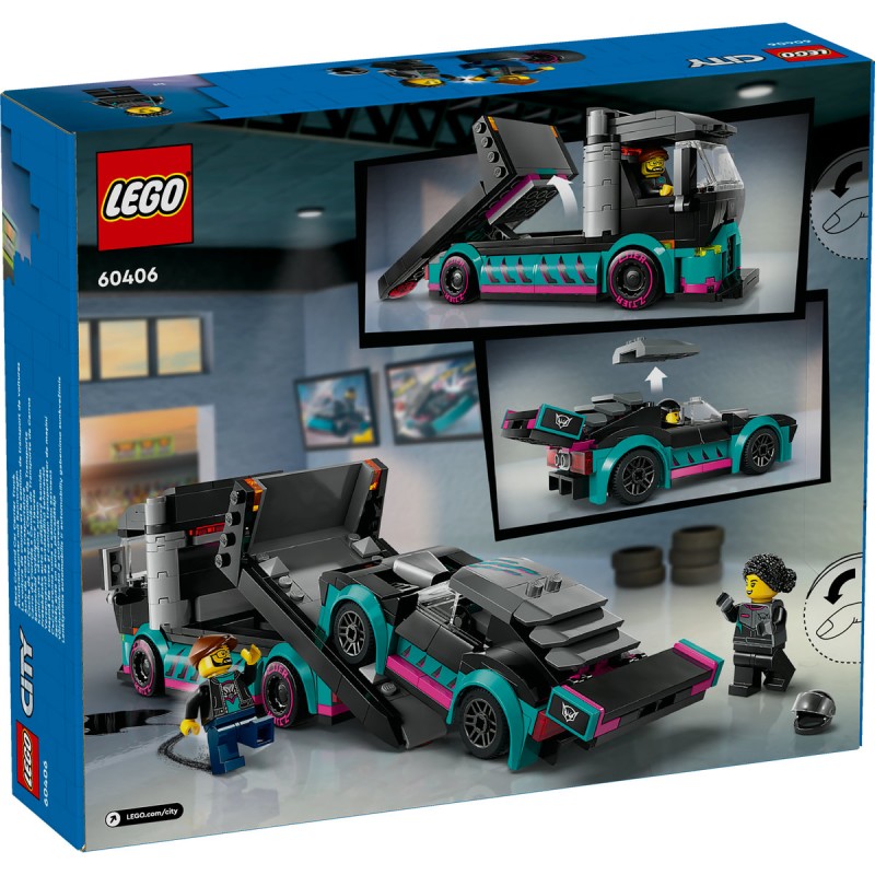 Masina de curse si camion transportator LEGO City 60406