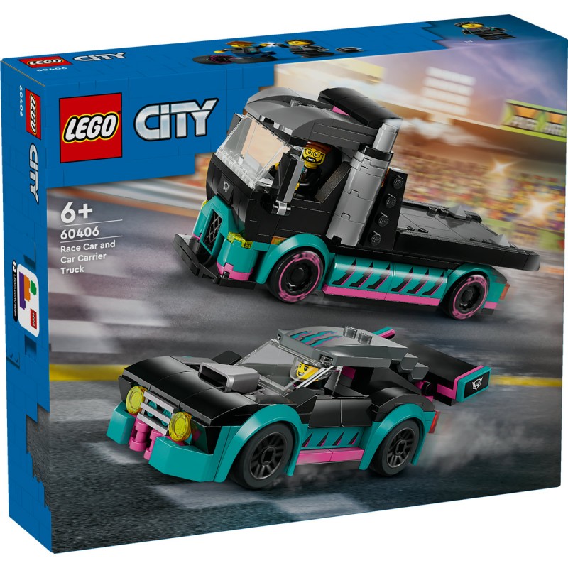 Masina de curse si camion transportator LEGO City 60406
