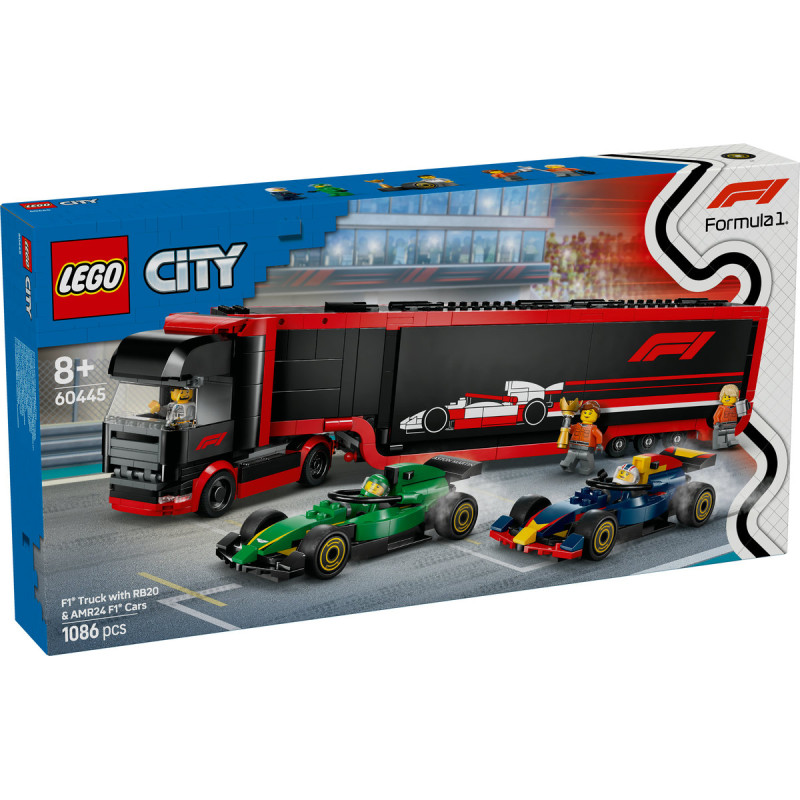 Camion F1 cu masinile F1 RB20 si AMR24 60445 LEGO City