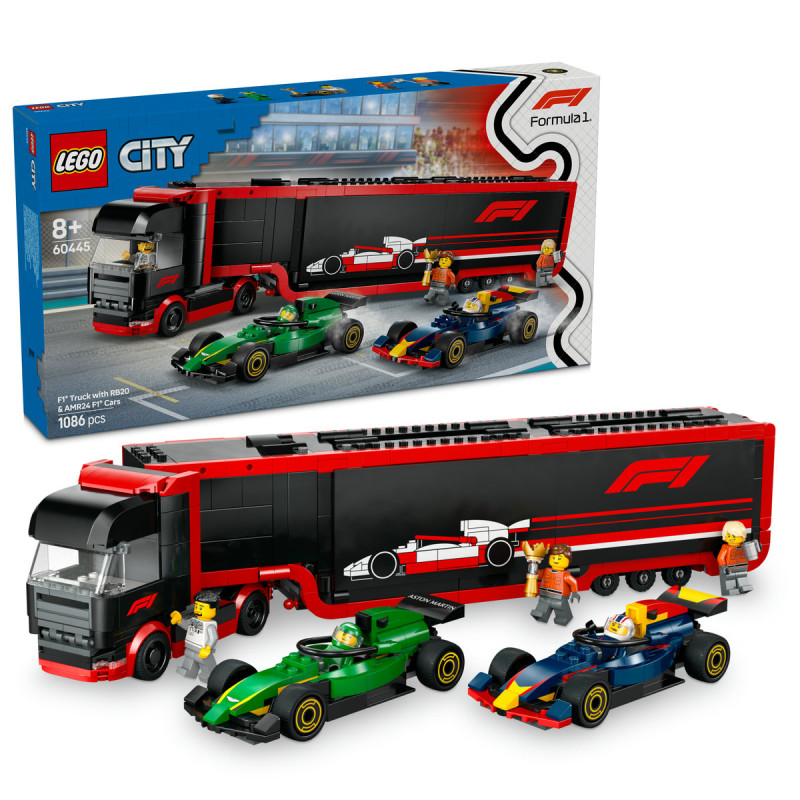 Camion F1 cu masinile F1 RB20 si AMR24 60445 LEGO City