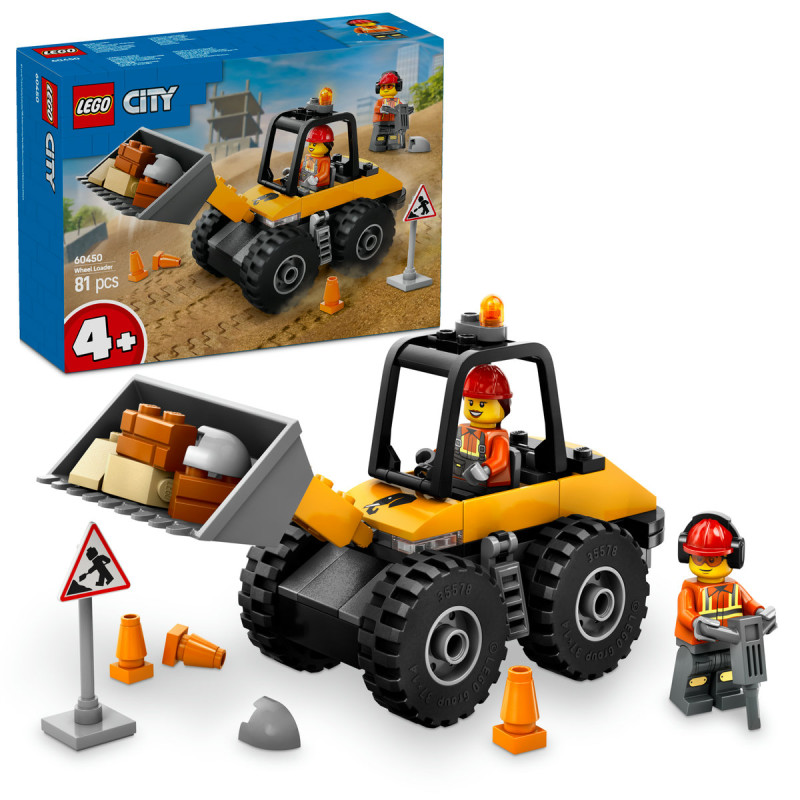 Încarcator pe roti galben pentru constructii 60450 LEGO City