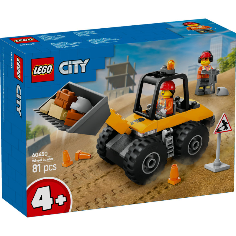 Încarcator pe roti galben pentru constructii 60450 LEGO City