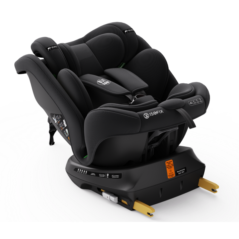 BUF BOOF® Scaun Auto P100 i-Size R129 Rotativ 360° ISOFIX 40–150 cm (0–36 kg) BlackJeans