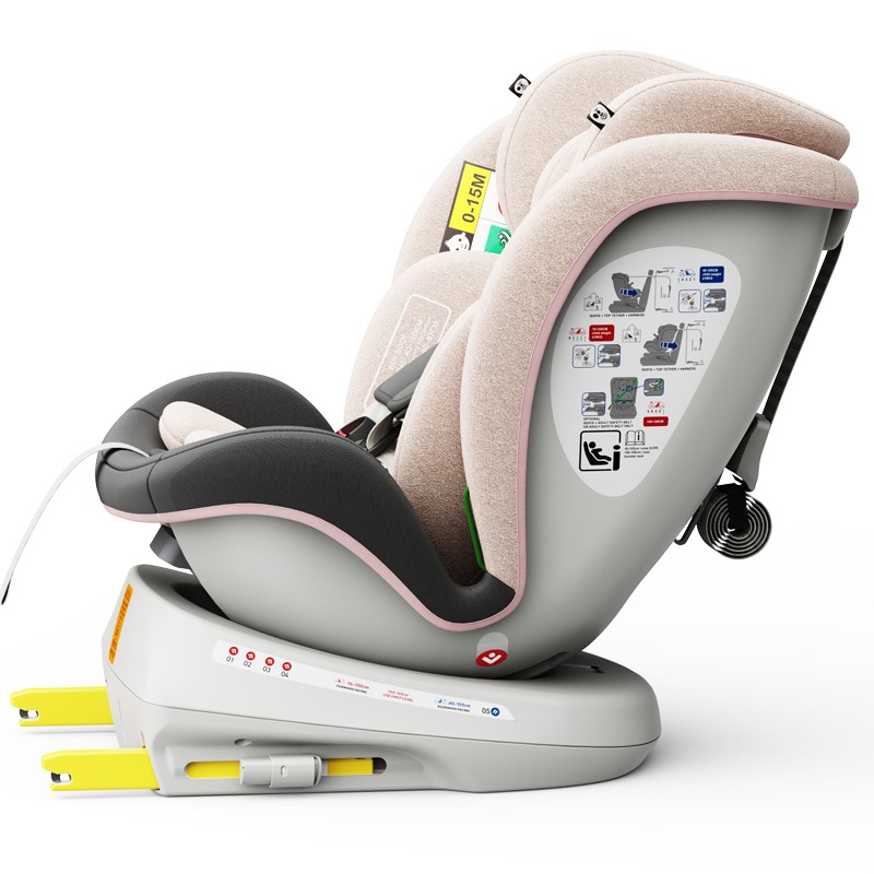 Scaun auto TWT Plus iSize Buf Boof LightPink cu isofix Rotativ 360 grade Pozitie Somn Top Tether 0-36 kg 40-150 cm