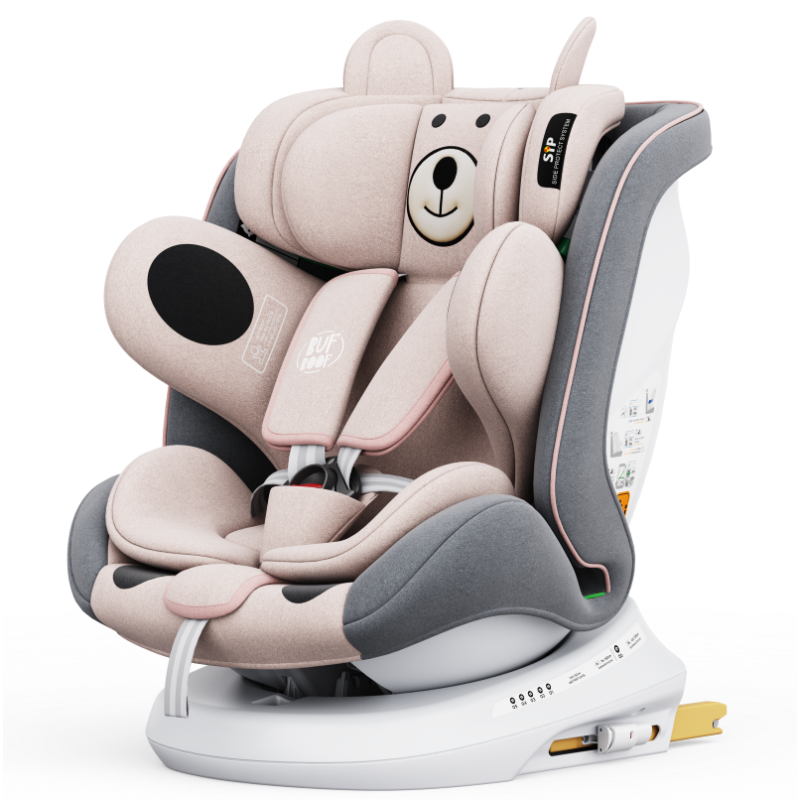 BUF BOOF® Scaun Auto P100 i-Size R129 Rotativ 360° ISOFIX 40–150 cm (0–36 kg) UrsPink