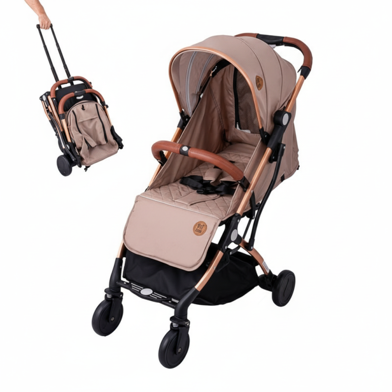 BUF BOOF® S-16 Carucior sport ușor, 0–36 luni, poziție complet orizontala 180°, sistem pliabil cu functie troller, brown