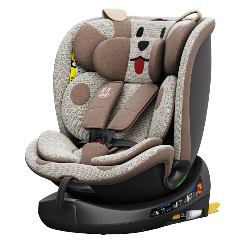 BUF BOOF® B-Joy DELUXE i-Size 40–150 cm Scaun Auto Copii, ISOFIX, Rotativ 360°, Reclinare 155°, Poziție Somn, BrownDOG
