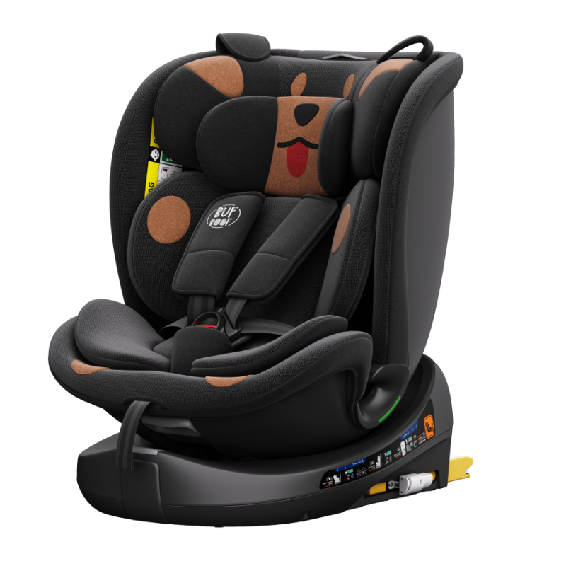 BUF BOOF® B-Joy DELUXE i-Size 40–150 cm Scaun Auto Copii, ISOFIX, Rotativ 360°, Reclinare 155°, Poziție Somn, BlackDOG