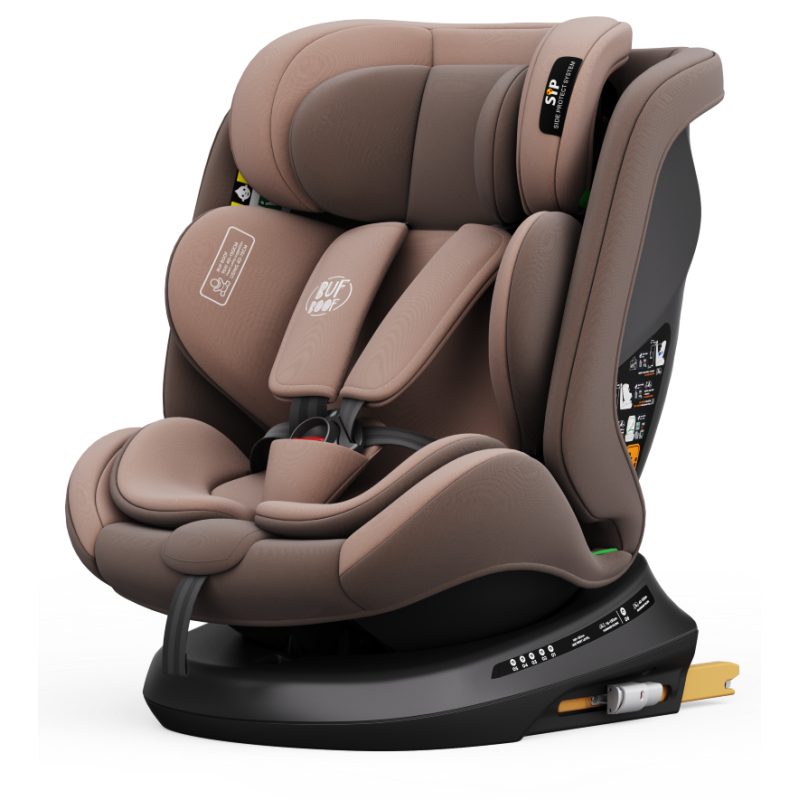 BUF BOOF® Scaun Auto P100 i-Size R129 Rotativ 360° ISOFIX 40–150 cm (0–36 kg) Coffee