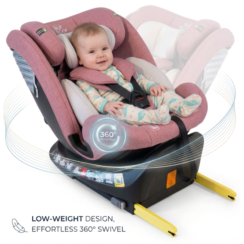 Scaun Auto Saphir DELUXE BUF BOOF iSIZE Purple cu Isofix pozitie somn 165 grade rotativ 360 grade 40-150 cm