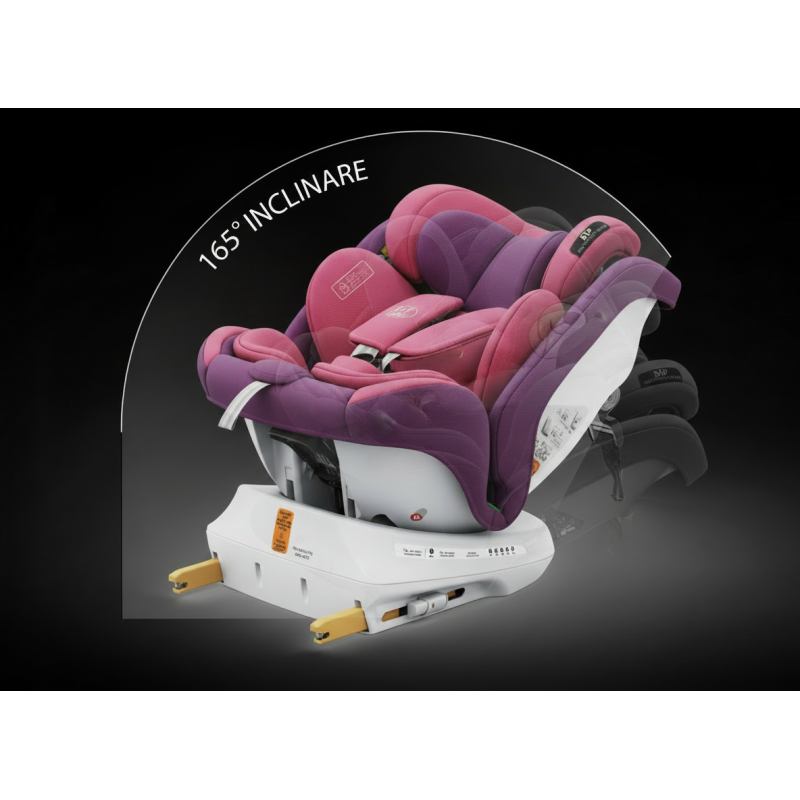 BUF BOOF® Scaun Auto P100 i-Size R129 Rotativ 360° ISOFIX 40–150 cm (0–36 kg) UnicornPink