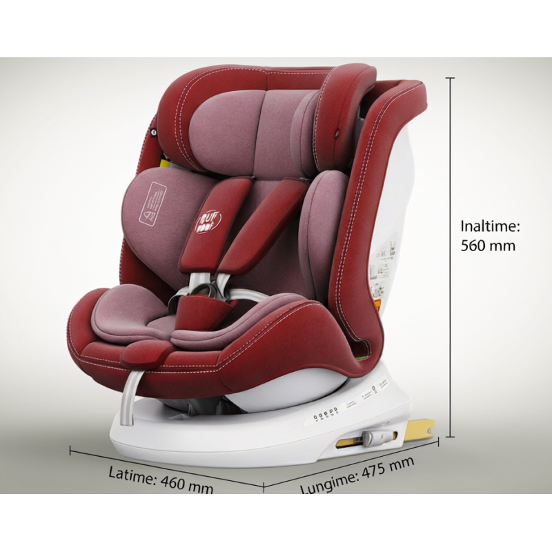 BUF BOOF® Scaun Auto P100 i-Size R129 Rotativ 360° ISOFIX 40–150 cm (0–36 kg) Red