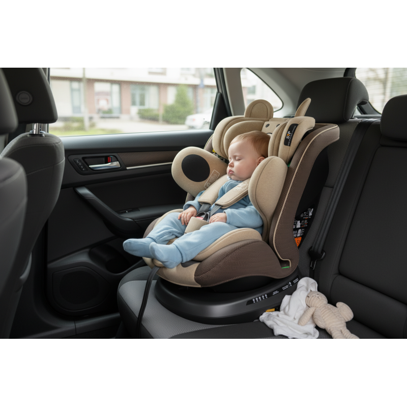 BUF BOOF® Scaun Auto P100 i-Size R129 Rotativ 360° ISOFIX 40–150 cm (0–36 kg) UrsCoffee