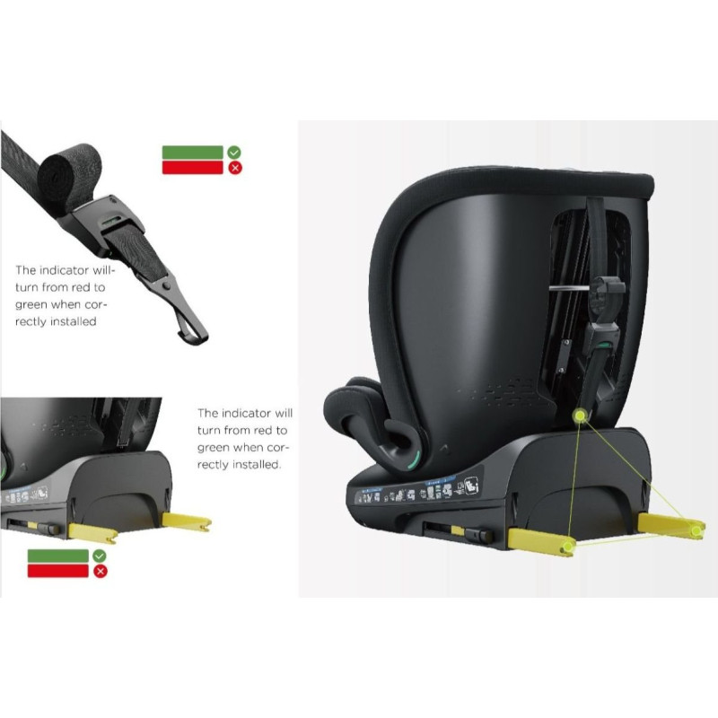 BUF BOOF® B-Joy DELUXE i-Size 40–150 cm Scaun Auto Copii, ISOFIX, Rotativ 360°, Reclinare 155°, Poziție Somn, BlackDOG