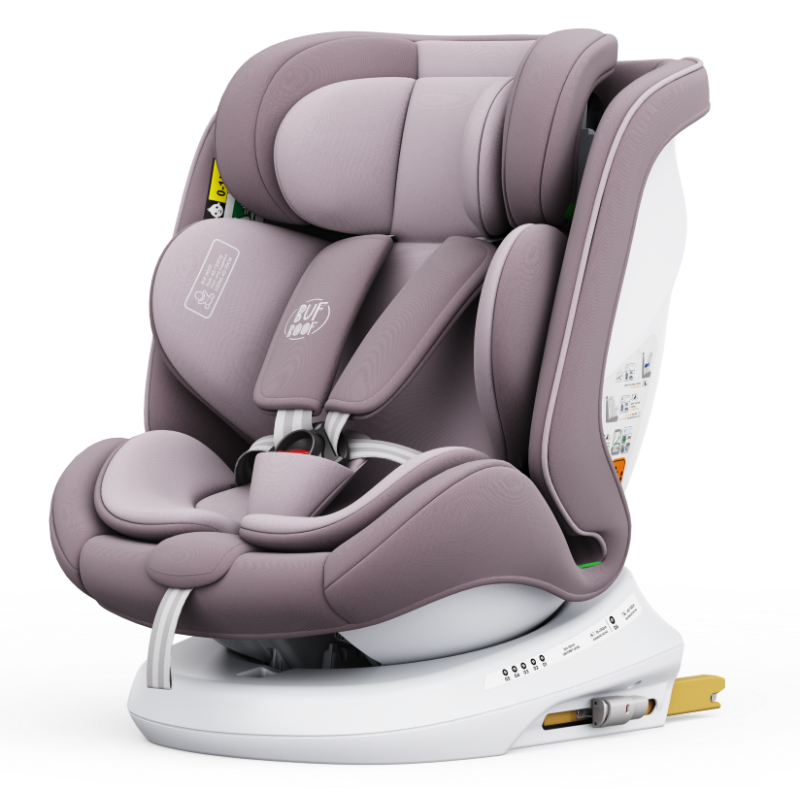BUF BOOF® Scaun Auto P100 i-Size R129 Rotativ 360° ISOFIX 40–150 cm (0–36 kg) LightPurple