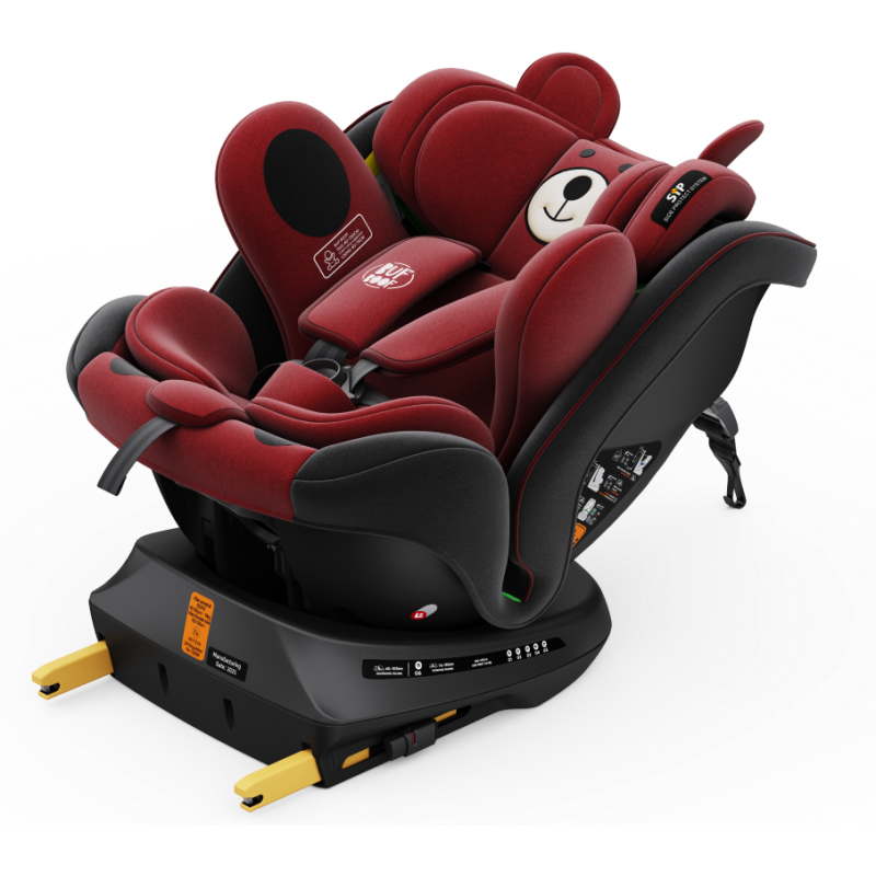 BUF BOOF® Scaun Auto P100 i-Size R129 Rotativ 360° ISOFIX 40–150 cm (0–36 kg) UrsRed