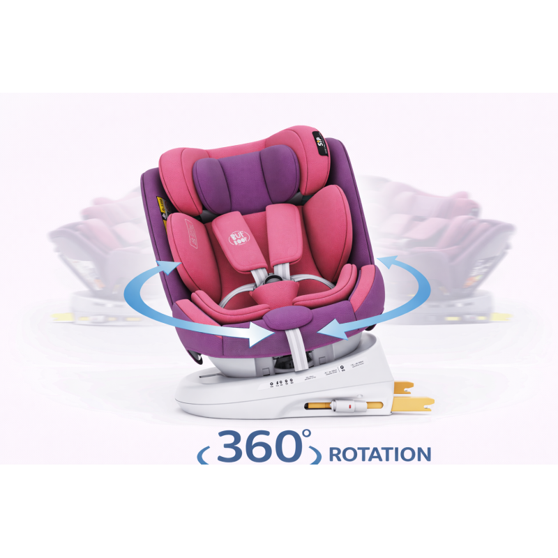 BUF BOOF® Scaun Auto P100 i-Size R129 Rotativ 360° ISOFIX 40–150 cm (0–36 kg) UnicornPink