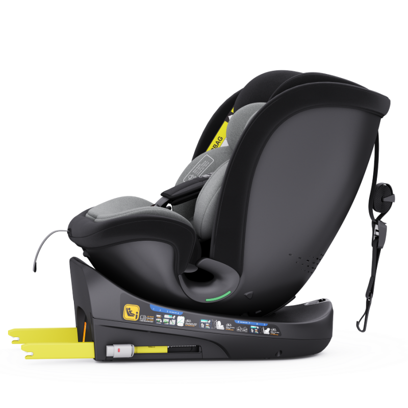 Scaun Auto B-Joy DELUXE BUF BOOF iSIZE Grey cu Isofix pozitie somn 155 grade rotativ 360 grade 40-150 cm