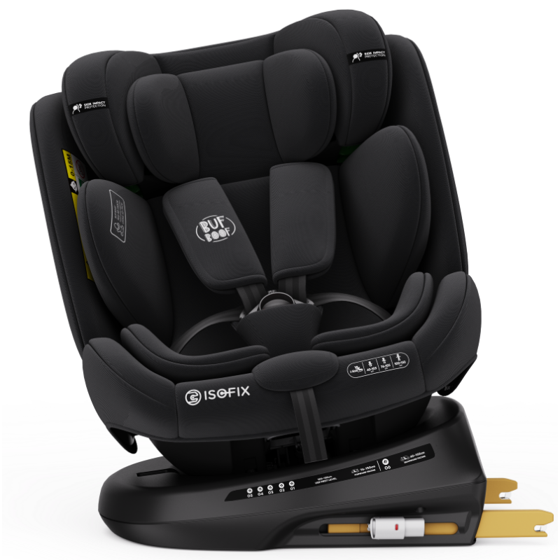 BUF BOOF® Scaun Auto P100 i-Size R129 Rotativ 360° ISOFIX 40–150 cm (0–36 kg) BlackJeans