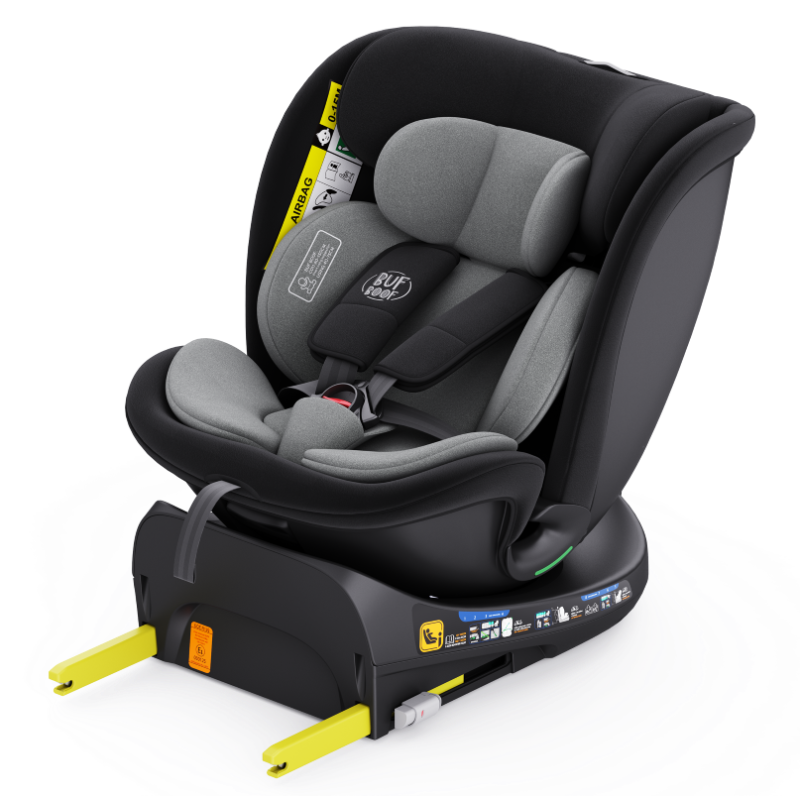 Scaun Auto B-Joy DELUXE BUF BOOF iSIZE Grey cu Isofix pozitie somn 155 grade rotativ 360 grade 40-150 cm