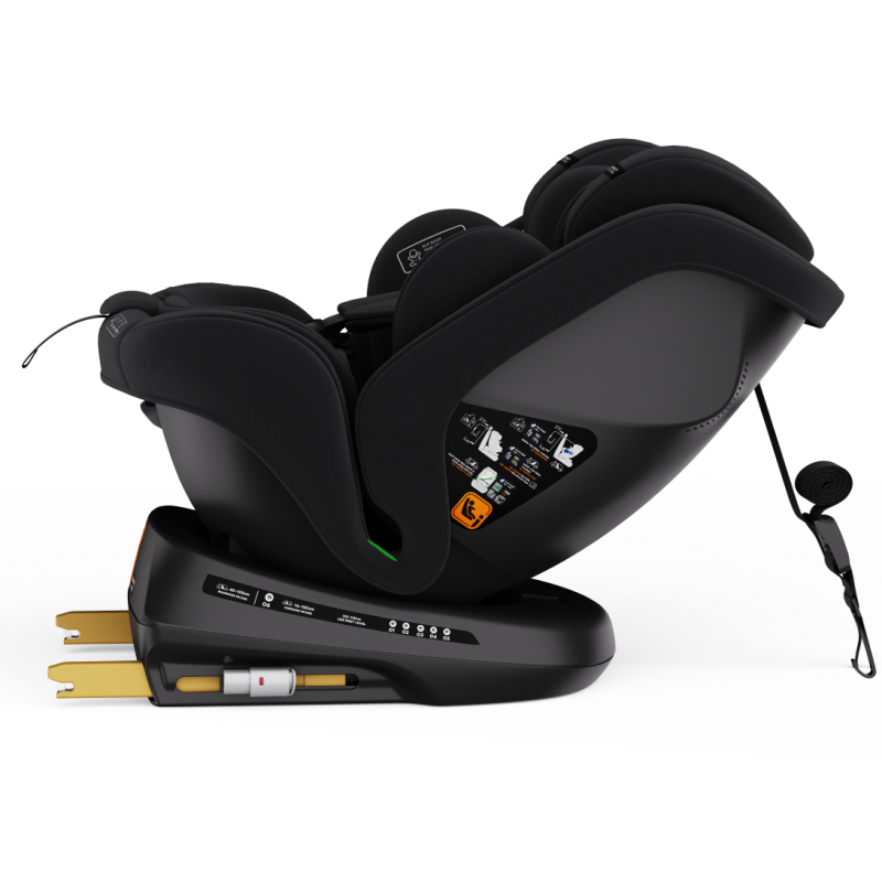 BUF BOOF® Scaun Auto P100 i-Size R129 Rotativ 360° ISOFIX 40–150 cm (0–36 kg) BlackJeans